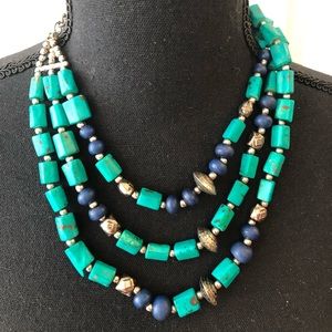 Turquoise Necklace Multi Strand Green Vintage
